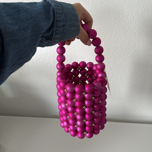 Pink Festive Beaded Bucket Bag - Picture 1 of 7